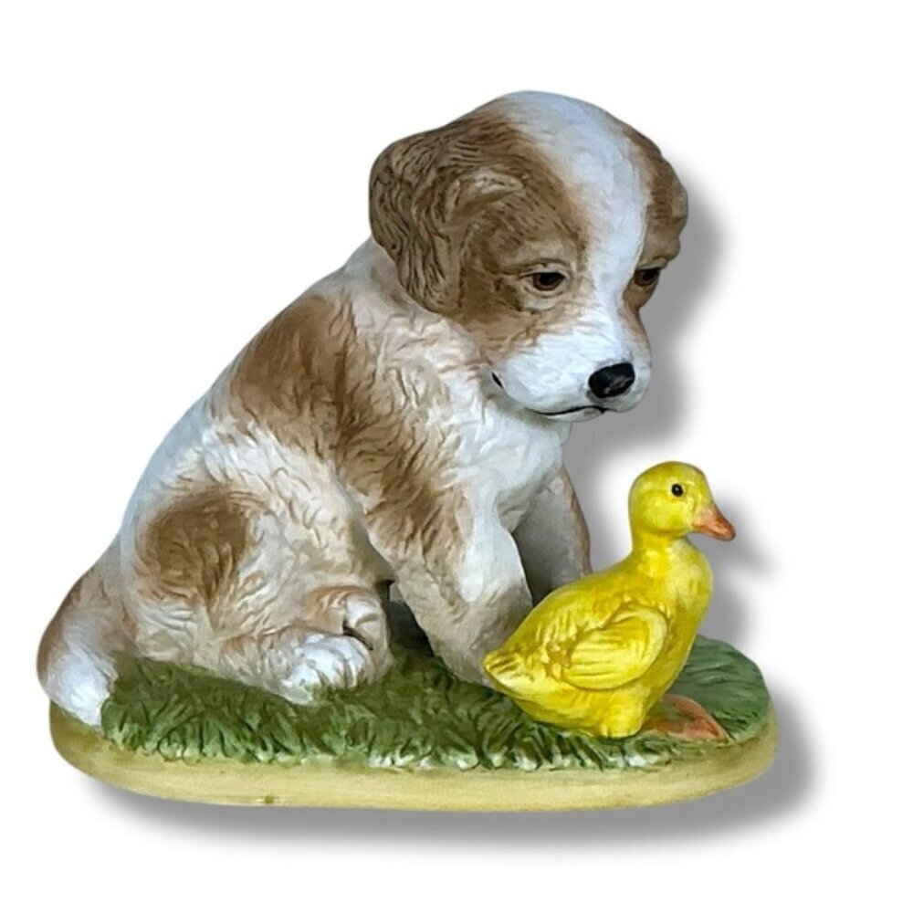 Vintage Spaniel Puppy Dog Duck Porcelain Figurine Homco #1413 Collectible